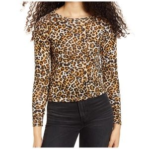 Hiatus Animal Leopard Print Long Sleeved Pullover Top Small NEW